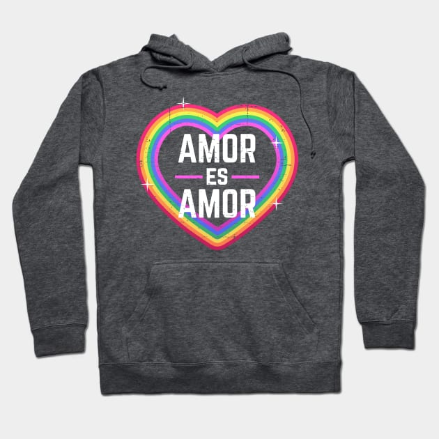 Amor es Amor - rainbow heart design Hoodie by verde